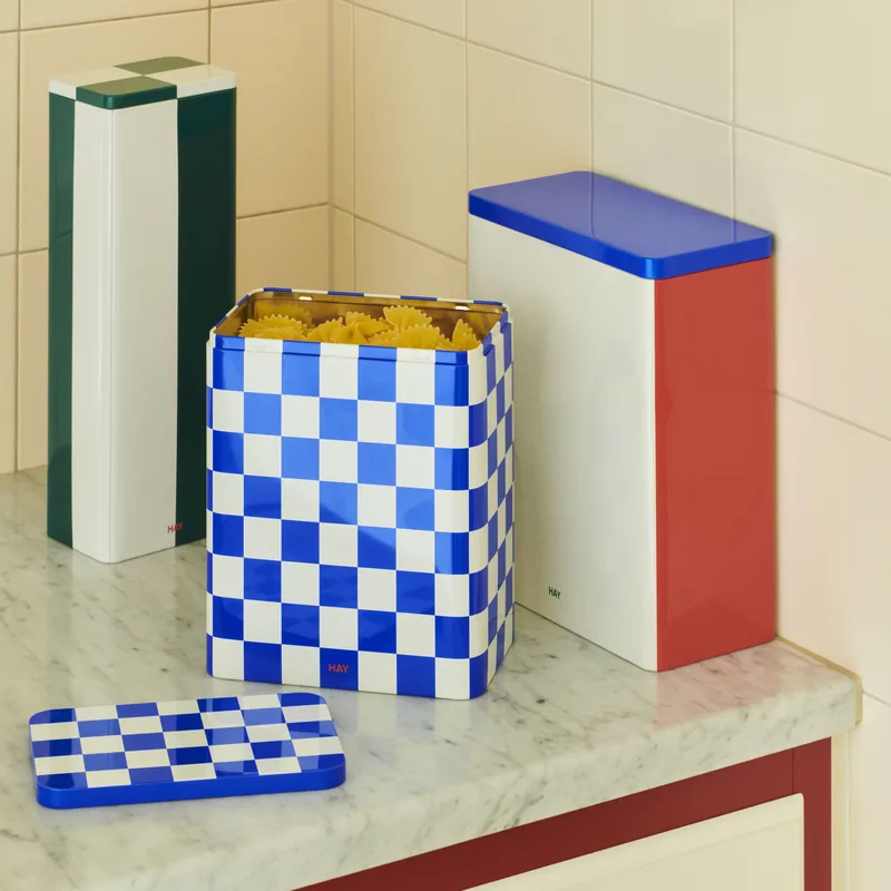 Boîte de rangement hermétique Hay Design carreaux bleu blanc