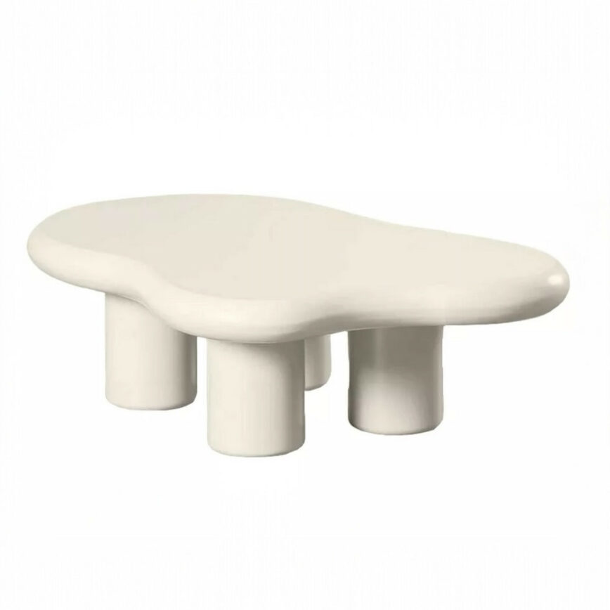 table basse blanche arrondi design moderne