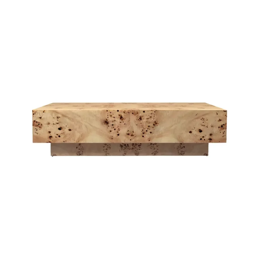 table basse design ferm living effet marbre bois caramel camel burl en bois beige minimaliste