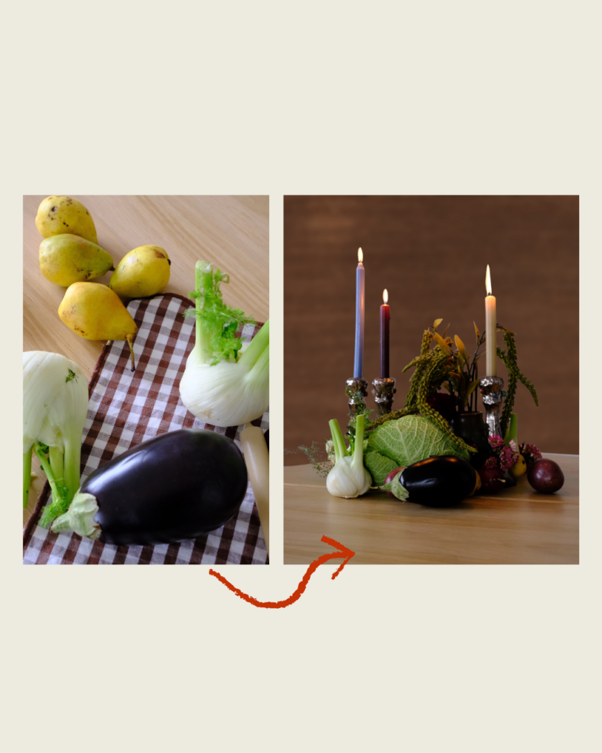 capsules studio prop stylism avec légumes idée déco avec déco comestible blog