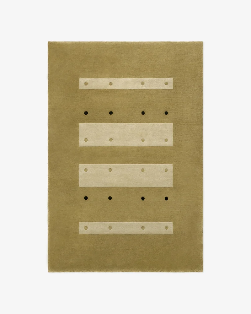 tapis style nordic knots olive et beige pois 