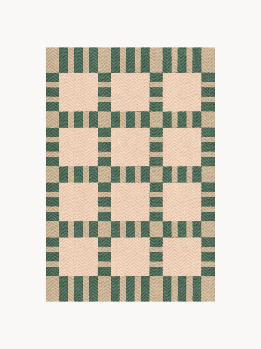 tapis motifs carreaux verts layered