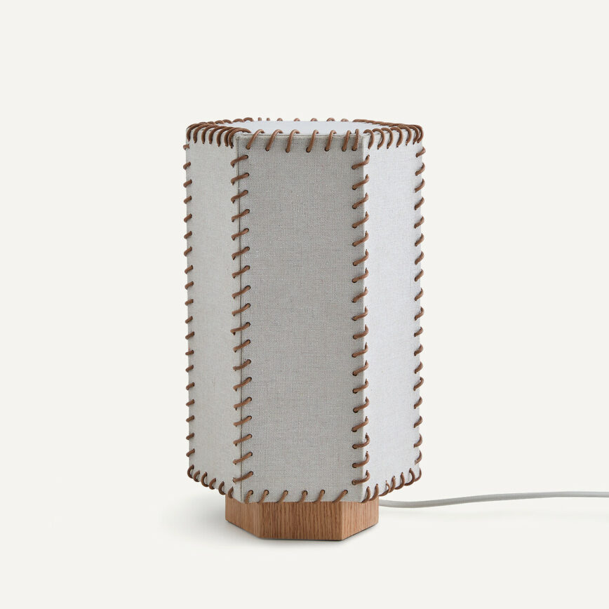 lampe d'appoint style vintage en bois et lin blanc la redoute promo